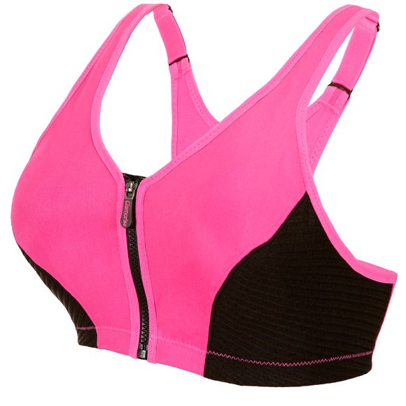Glamorise SPORT Bra 34F (HIGH-IMPACT) Wicks! (RACERBACK) T-Back Zip-Up PINK New - Picture 3 of 16